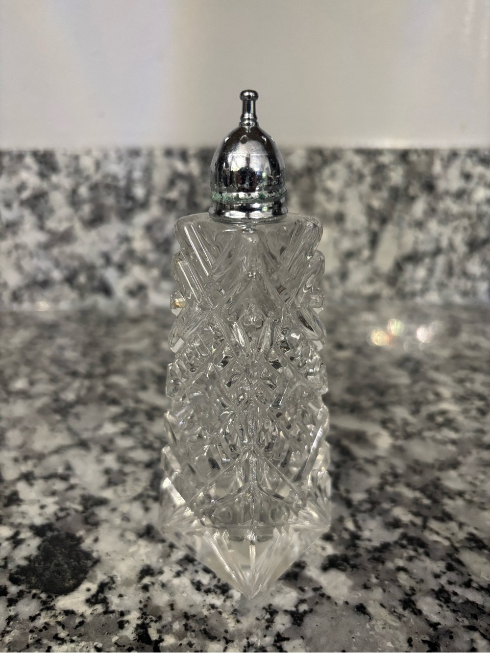 Cut Crystal Salt Shaker with Silver-Tone Top